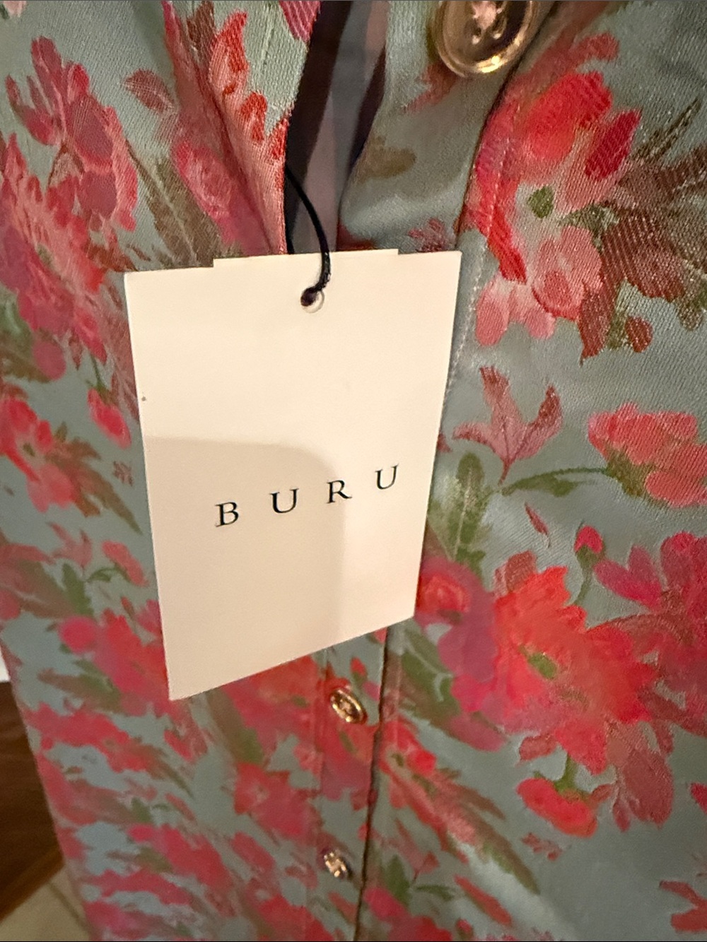 Sleeveless Floral Shift Dress - Pink Floral on Light Blue - Picture 4 of 6